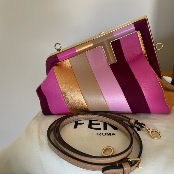 XSOLDX Fendi First Small Multicolor Stripe Leather & Suede Bag - Picture 6 of 10